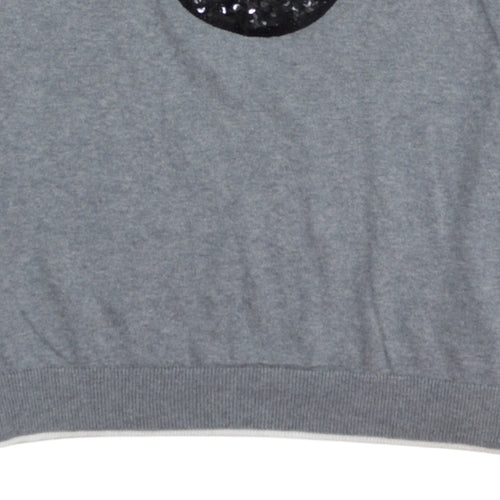 Disney Women's Grey Sequin Mickey Mouse Pullover Jumper XL