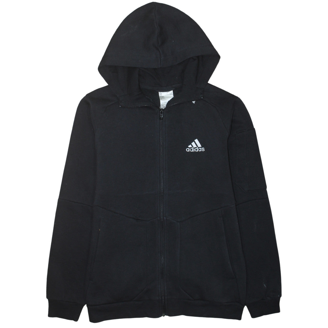 Adidas Men’s Black Full Zip Hoodie Size S Fleece Hooded Sweatshirt