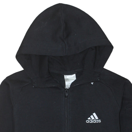 Adidas Men’s Black Full Zip Hoodie Size S Fleece Hooded Sweatshirt