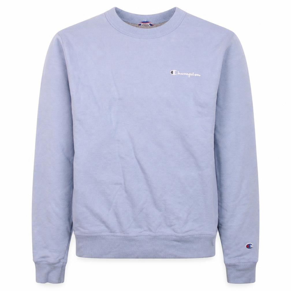 Front view of Champion Men Blue XS Pullover Sweatshirt Crew Neck Logo