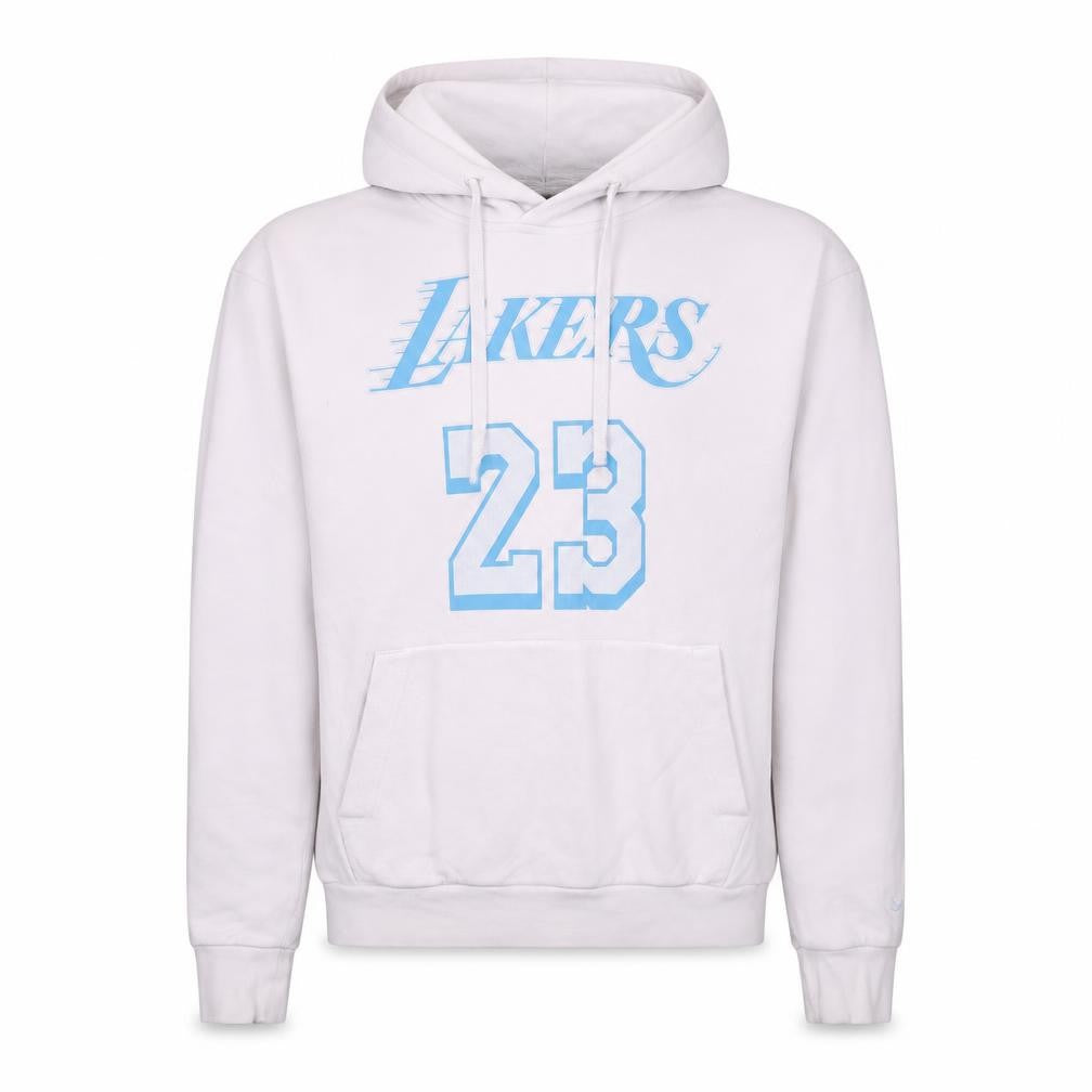 Front view of Nike NBA Lakers LeBron James 23 White Men's Pullover Hoodie S