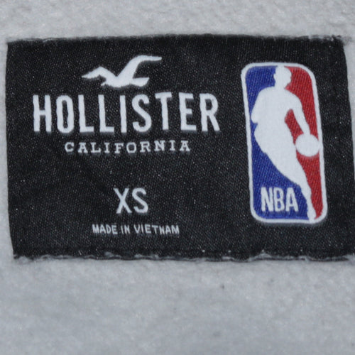 Hollister Men’s Grey Black Lakers Hoodie XS Varsity Button Up