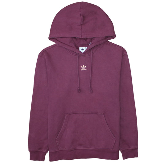 Adidas Womens Burgundy Pullover Hoodie Size 12 Cotton Blend