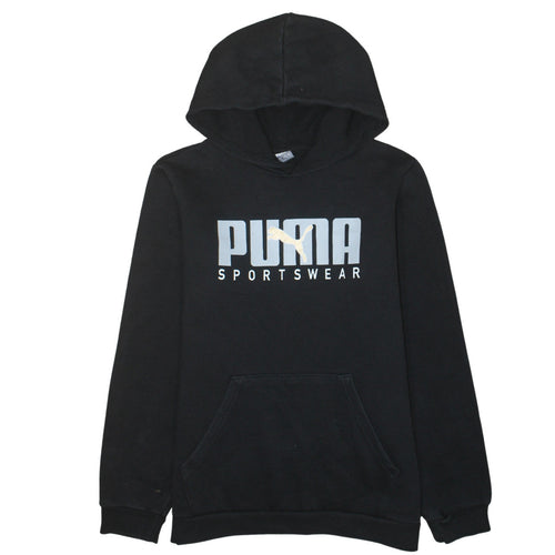Puma Boys Black Pullover Hoodie 15-16 Years Sportswear Logo Long Sleeve