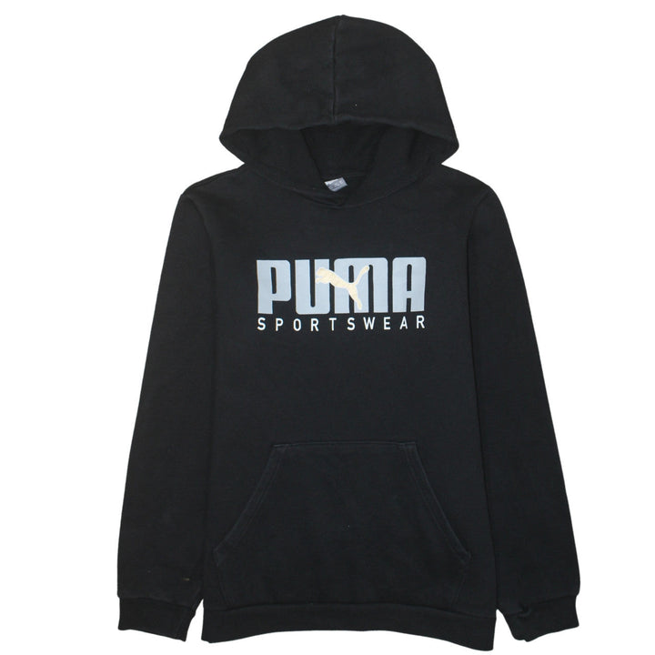 Puma Boys Black Pullover Hoodie 15-16 Years Sportswear Logo Long Sleeve