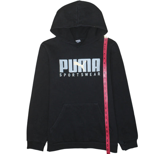 Puma Boys Black Pullover Hoodie 15-16 Years Sportswear Logo Long Sleeve