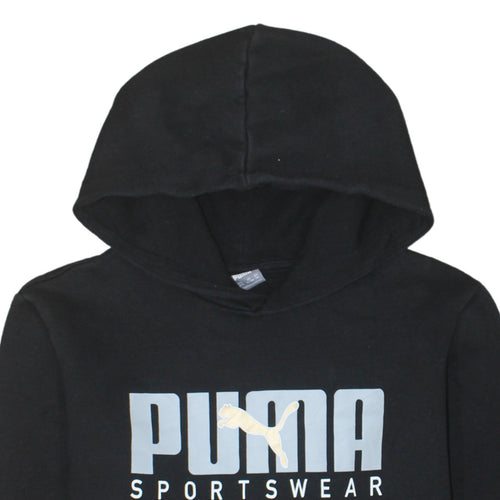 Puma Boys Black Pullover Hoodie 15-16 Years Sportswear Logo Long Sleeve