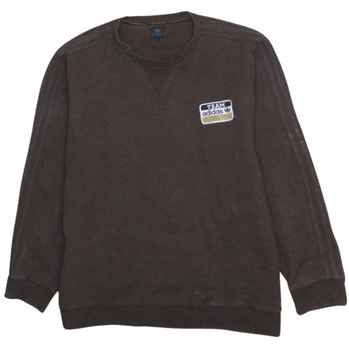 adidas Mens Brown 2XL Pullover Sweatshirt Crew Neck Fleece