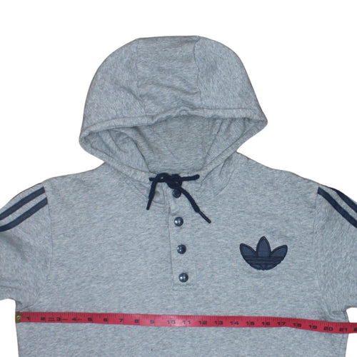 Adidas Mens Grey Henley Hoodie Medium Sports Hooded Sweatshirt