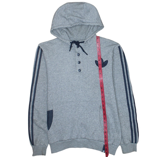 Adidas Mens Grey Henley Hoodie Medium Sports Hooded Sweatshirt