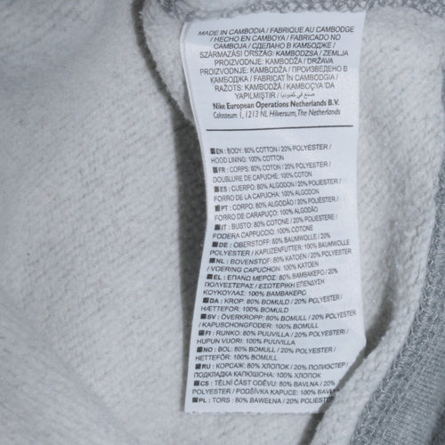 Nike Men's Grey Pullover Hoodie Size L Regular Fit Fleece Sweatshirt