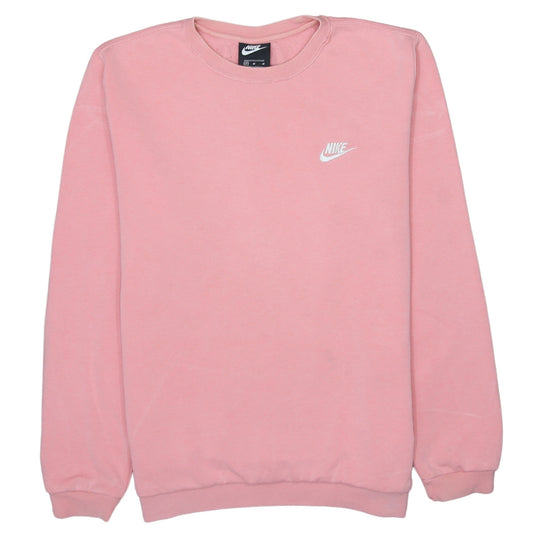 Nike Women Pink Crew Neck Pullover Sweatshirt M Cotton Blend