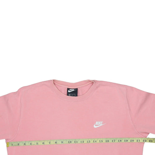 Nike Women Pink Crew Neck Pullover Sweatshirt M Cotton Blend
