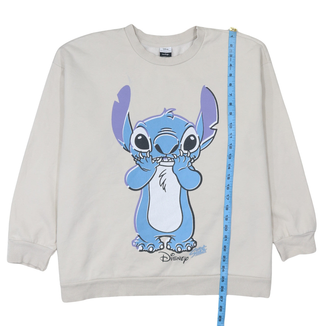 Disney Classics George Women Beige Stitch Sweatshirt XL Crew Neck
