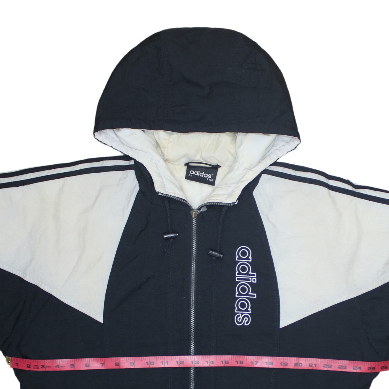 adidas Mens Black Hooded Retro 90s Puffer Jacket Size M
