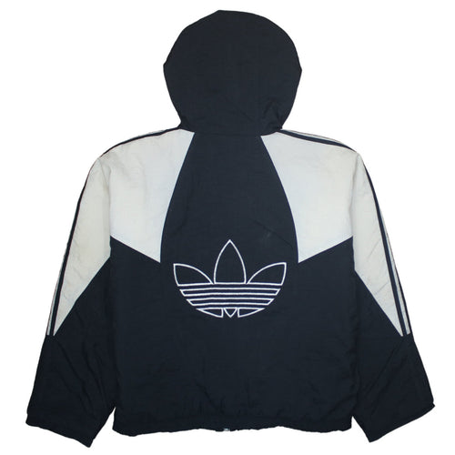 adidas Mens Black Hooded Retro 90s Puffer Jacket Size M