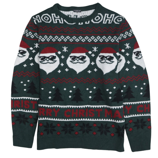 Alphar One Men’s Green 2XL Christmas Santa Knit Jumper