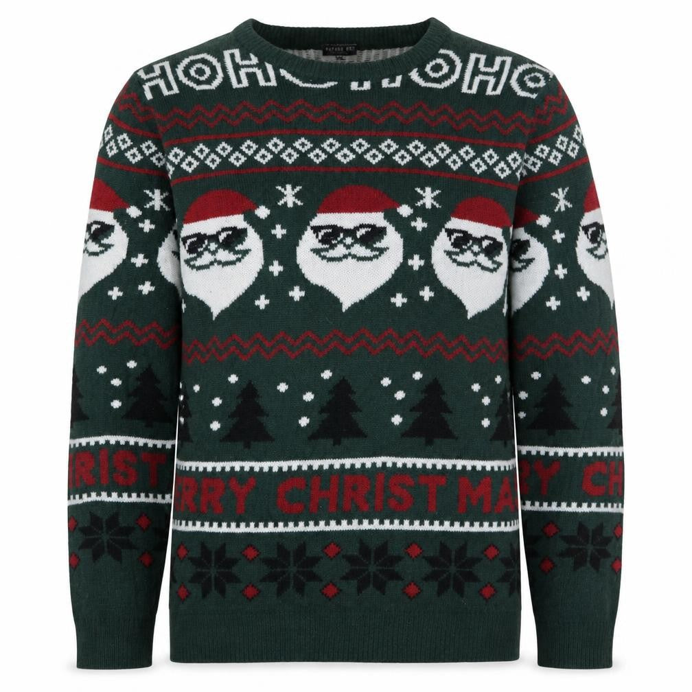 Alphar One Men’s Green 2XL Christmas Santa Knit Jumper