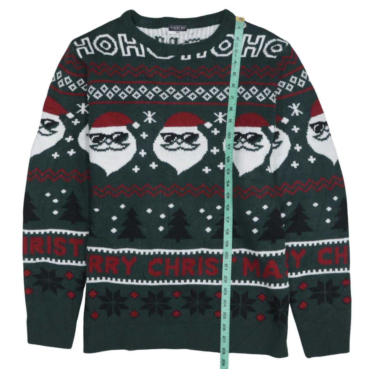 Alphar One Men’s Green 2XL Christmas Santa Knit Jumper