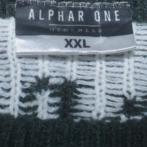 Alphar One Men’s Green 2XL Christmas Santa Knit Jumper