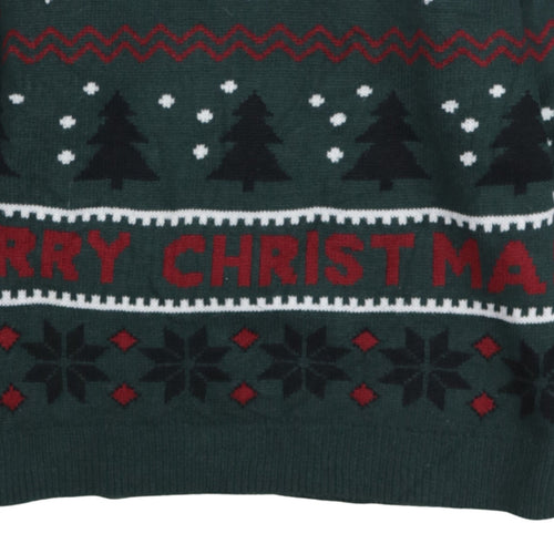 Alphar One Men’s Green 2XL Christmas Santa Knit Jumper