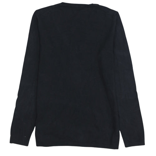 Tommy Hilfiger Women Black Polka Dot Cotton V-Neck Jumper M
