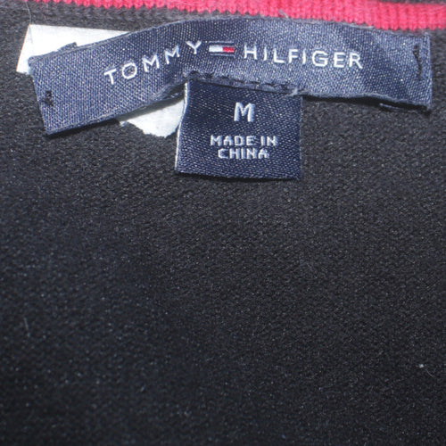 Tommy Hilfiger Women Black Polka Dot Cotton V-Neck Jumper M
