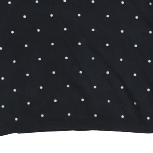 Tommy Hilfiger Women Black Polka Dot Cotton V-Neck Jumper M