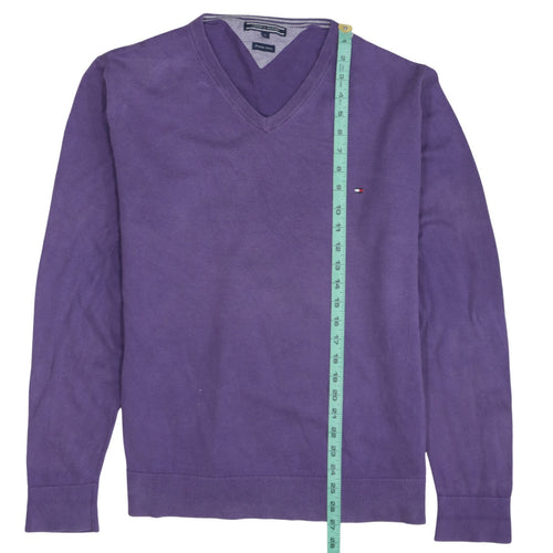 Tommy Hilfiger Men's Purple XL V-Neck Cotton Jumper