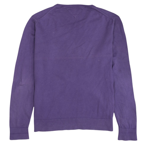 Tommy Hilfiger Men's Purple XL V-Neck Cotton Jumper