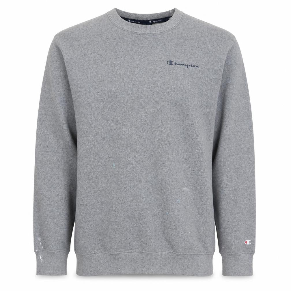 Front view of Champion Men's Grey Medium Pullover Sweatshirt Logo Crew Neck