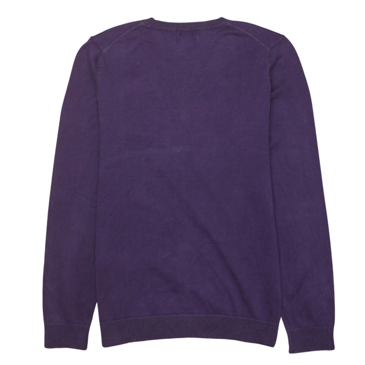 Tommy Hilfiger Men's Purple V-Neck Cotton Blend Jumper M