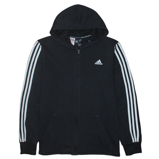 Adidas Boys Black Full Zip Hoodie 15-16 Years Classic Hooded Jacket
