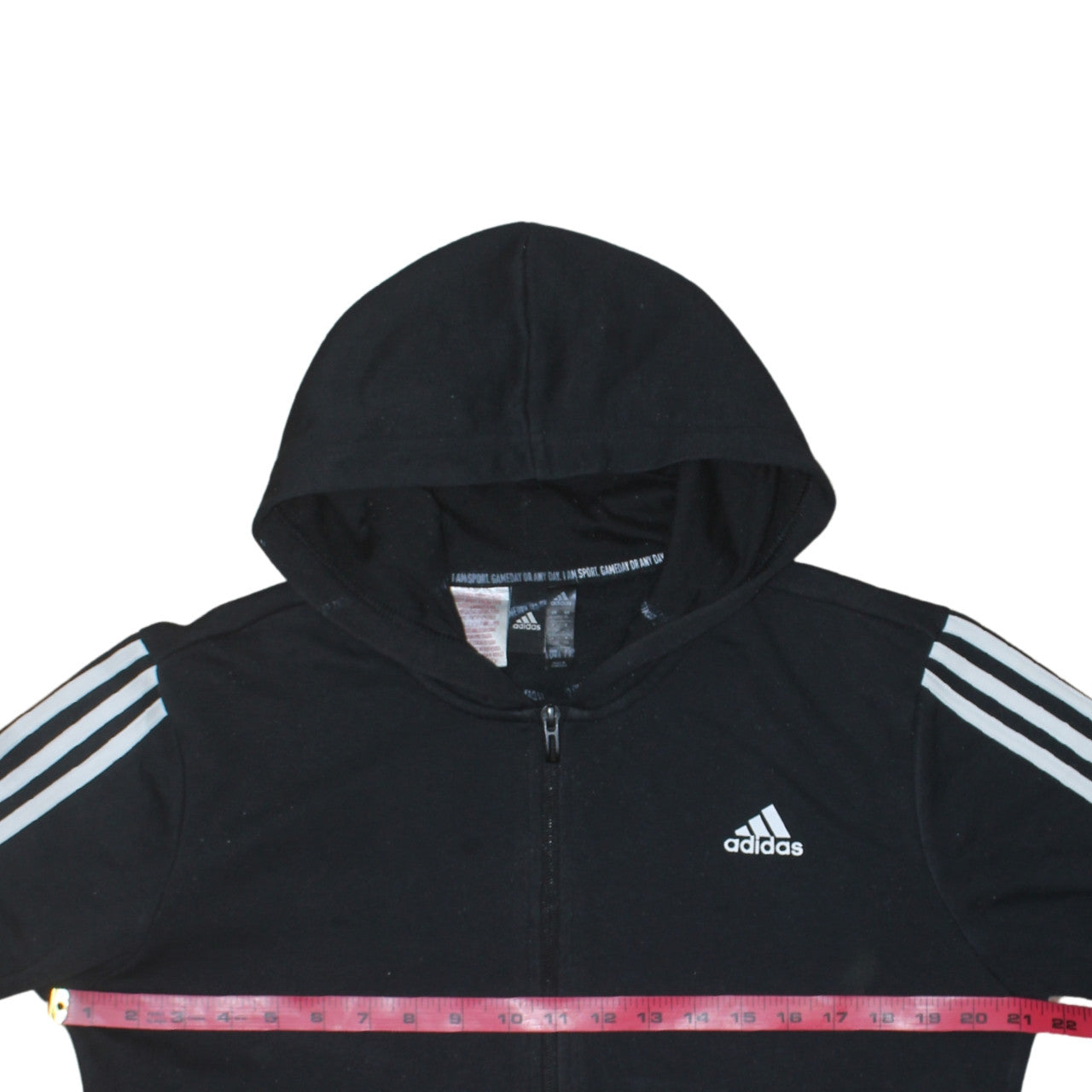 Adidas Boys Black Full Zip Hoodie 15-16 Years Classic Hooded Jacket