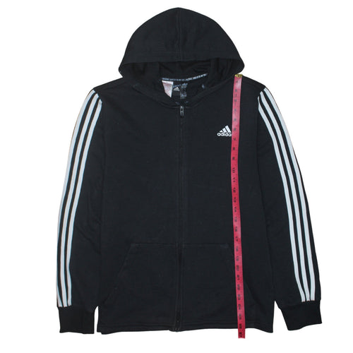 Adidas Boys Black Full Zip Hoodie 15-16 Years Classic Hooded Jacket