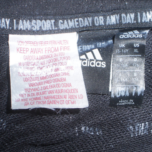 Adidas Boys Black Full Zip Hoodie 15-16 Years Classic Hooded Jacket
