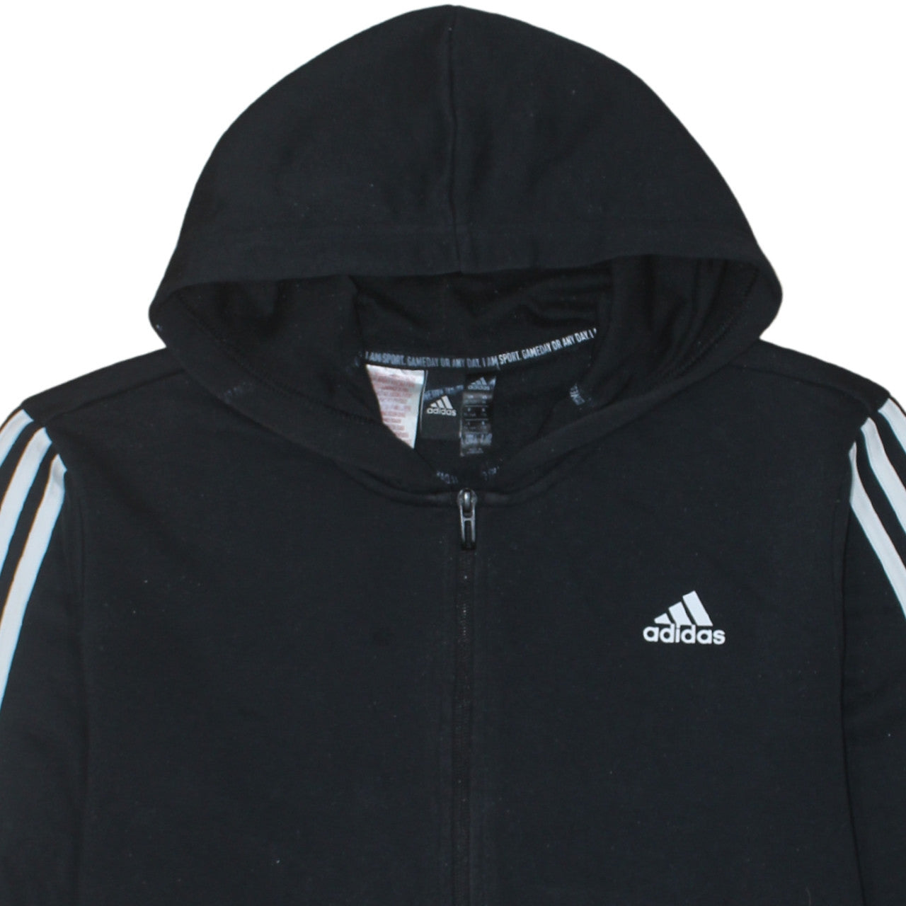 Adidas Boys Black Full Zip Hoodie 15-16 Years Classic Hooded Jacket