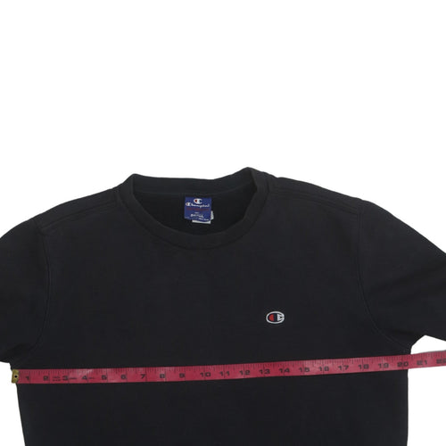 Champion Men's Black Small Crew Neck Fleece Pullover Sweatshirt