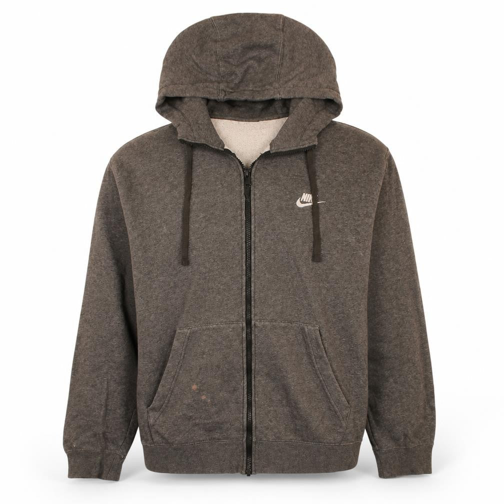 Nike Men’s Grey Full Zip Hoodie L Regular Fleece Sweatshirt