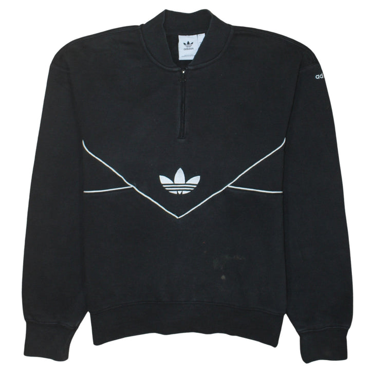 Adidas Women’s Black 1/4 Zip Sweatshirt Small Logo Pullover