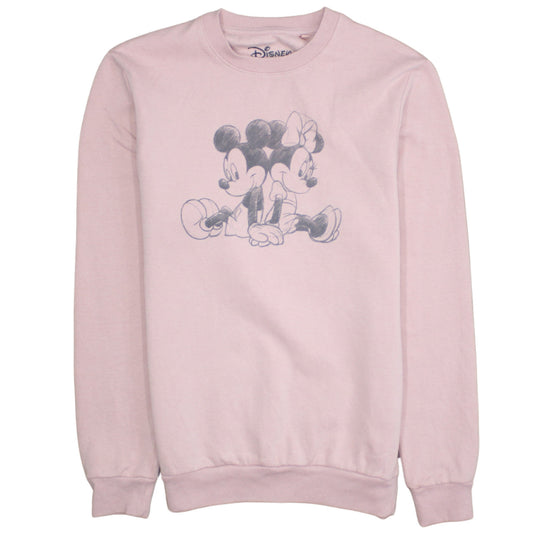 Disney Women Pink Mickey & Minnie Graphic Crew Neck Sweatshirt Size M