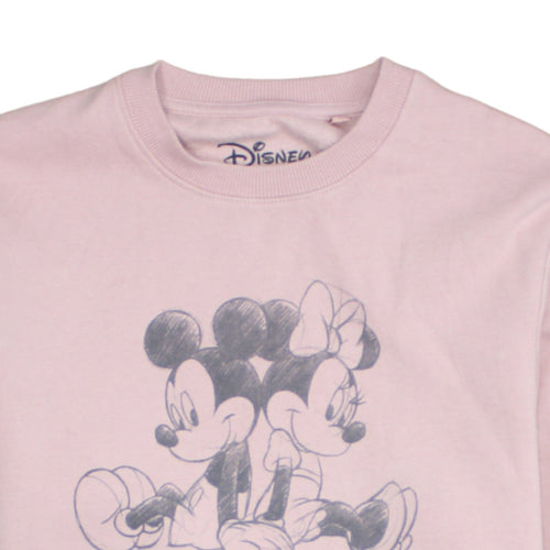 Disney Women Pink Mickey & Minnie Graphic Crew Neck Sweatshirt Size M