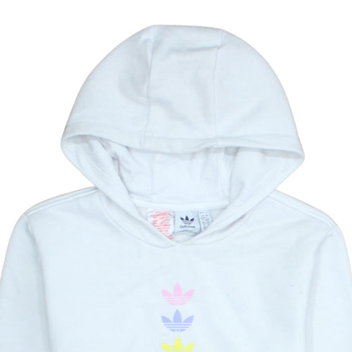 Adidas Teens White Pullover Hoodie with Triple Trefoil Logo Size 13-14Y