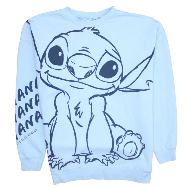 Disney Stitch Light Blue Women's Sweatshirt Size S Crew Neck Pullover