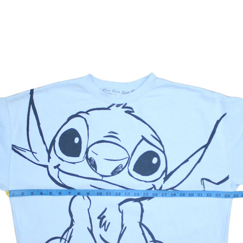Disney Stitch Light Blue Women's Sweatshirt Size S Crew Neck Pullover