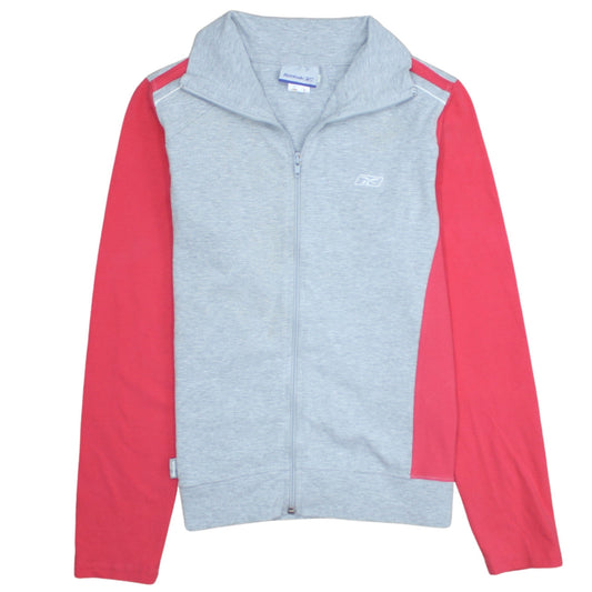 Reebok Women Grey & Pink Full Zip Hoodie L Classic Sportswear