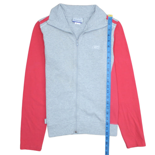 Reebok Women Grey & Pink Full Zip Hoodie L Classic Sportswear