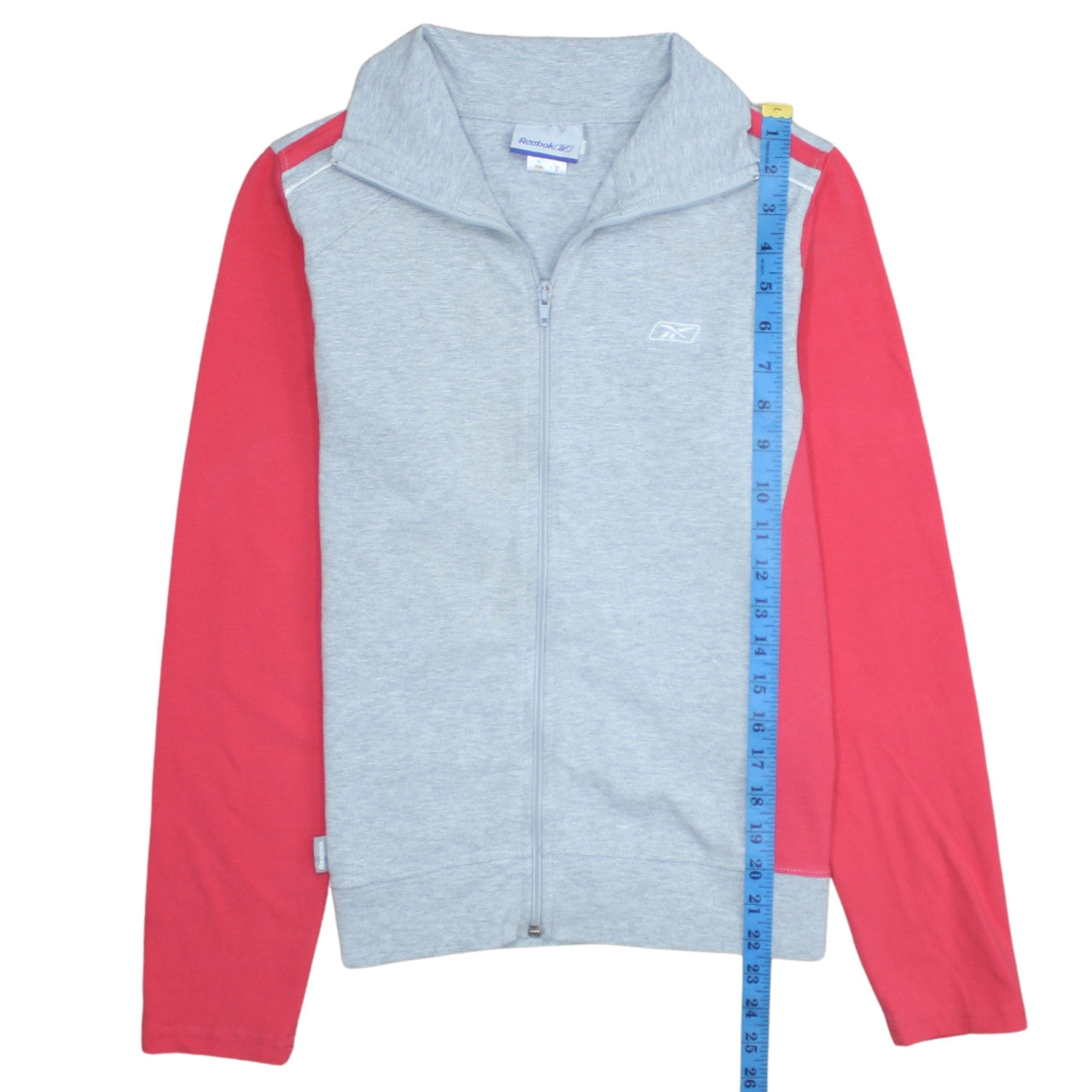 Reebok Women Grey & Pink Full Zip Hoodie L Classic Sportswear