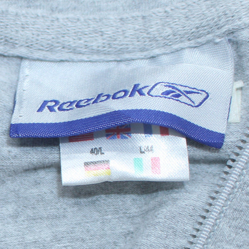 Reebok Women Grey & Pink Full Zip Hoodie L Classic Sportswear