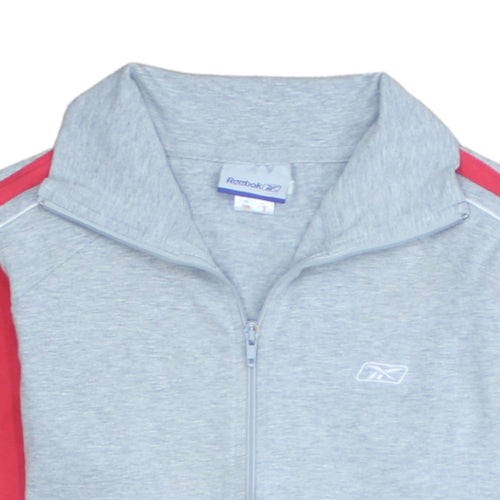 Reebok Women Grey & Pink Full Zip Hoodie L Classic Sportswear